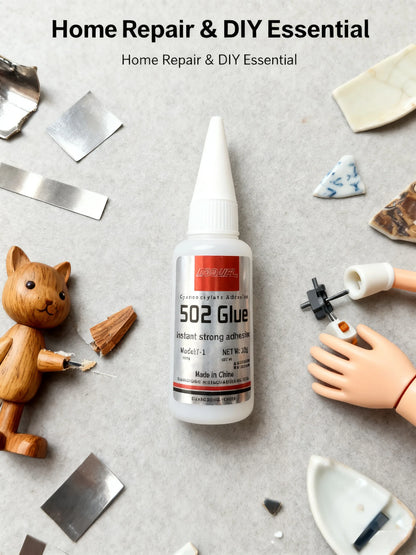 502 Super Adhesive - Quick Drying Cyanoacrylate, Suitable for Leather, Rubber, Metal, Strong Adhesive, Colorless and Transparent