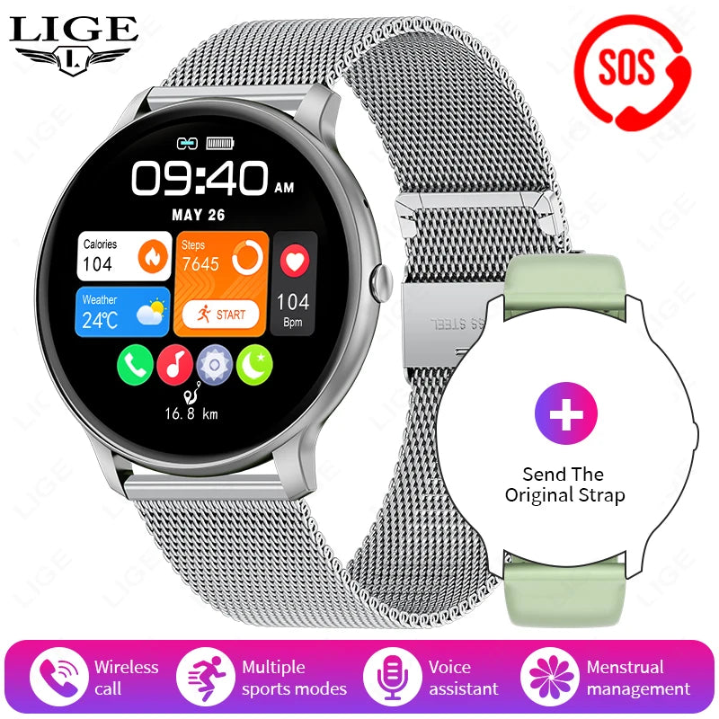 LIGE New Smart Watch Women, Bluetooth Call Sports Fitness Watches, Heart Rate Health Monitor Smartwatch Ladies For Android iOS