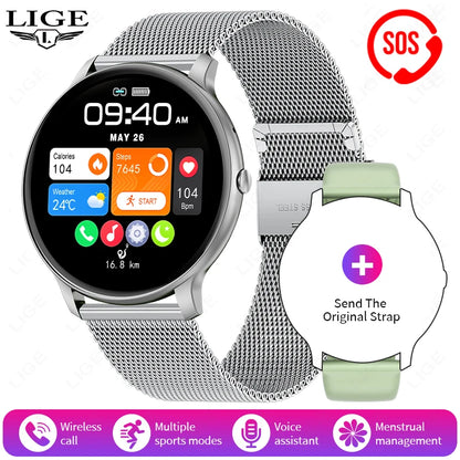LIGE New Smart Watch Women, Bluetooth Call Sports Fitness Watches, Heart Rate Health Monitor Smartwatch Ladies For Android iOS
