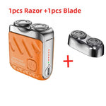 Mini Electric Shaver Dual Head Waterproof Type-C Rechargeable Shaver Travel Rotary Razor Men's Portable Hair Beard Trimmer Tool