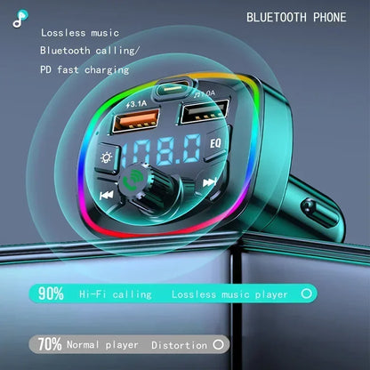 3.1A USB PD Fast Charging Car Charger FM Transmitter Bluetooth 5.0 Audio Receiver MP3 Music Player TF Card Quick Charge Adapter
