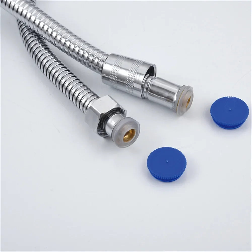 1.5/2M Black/Silver SUS 304 Flexible Shower Hose Long Bathroom Shower Pipe Extension Water Pipe Pull Pipe Bathroom Accessories