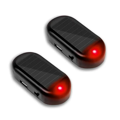 SEAMETAL 1/2PCS Solar Powered Simulated Dummy Alarm Light Wireless Car Fake Security Light Warning Lamp Anti Theft LED Flashing