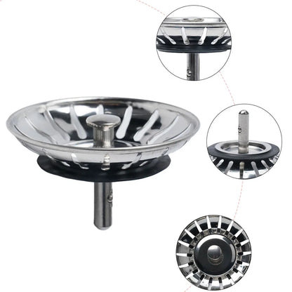 1Pc, Strainer, Premium Stainless Steel Replacement Kitchen Sink Strainer, Waste Drain Plug, 80mm, Basin Drain Stopper, Leach Basket