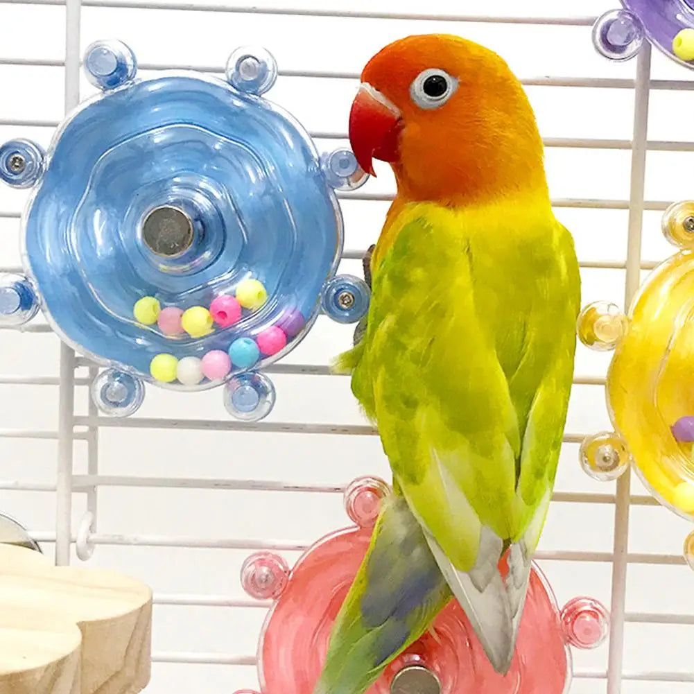 Parrot Decompression Toy Unique Rotating Help Pets Energy Toy Excess Safe Of Made Wheel Release Bird Cage Toy For Parrots