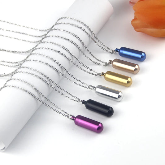 Polychrome Cylinder Cremation Jewelry Ash Necklace Pendant Keepsake Ashes Memorial JewelryUrn Necklaces for Ashes for Men