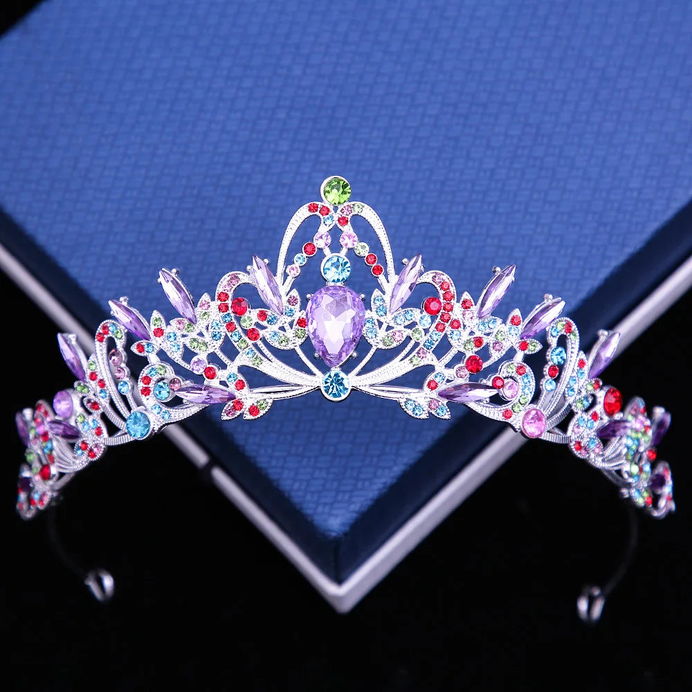 Multicolor Crystal Crown Hair Accessories Tiara For Women, Party Colorful Rhinestone, Bridal Crown, Party Hair Jewelry Gift