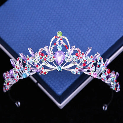 Multicolor Crystal Crown Hair Accessories Tiara For Women, Party Colorful Rhinestone, Bridal Crown, Party Hair Jewelry Gift