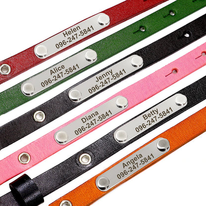 Personalized Cat Collar Leather Kitten Cats Collars Adjustable Pet Necklace With Bell Anti-lost for Cats Free Engraving Custom
