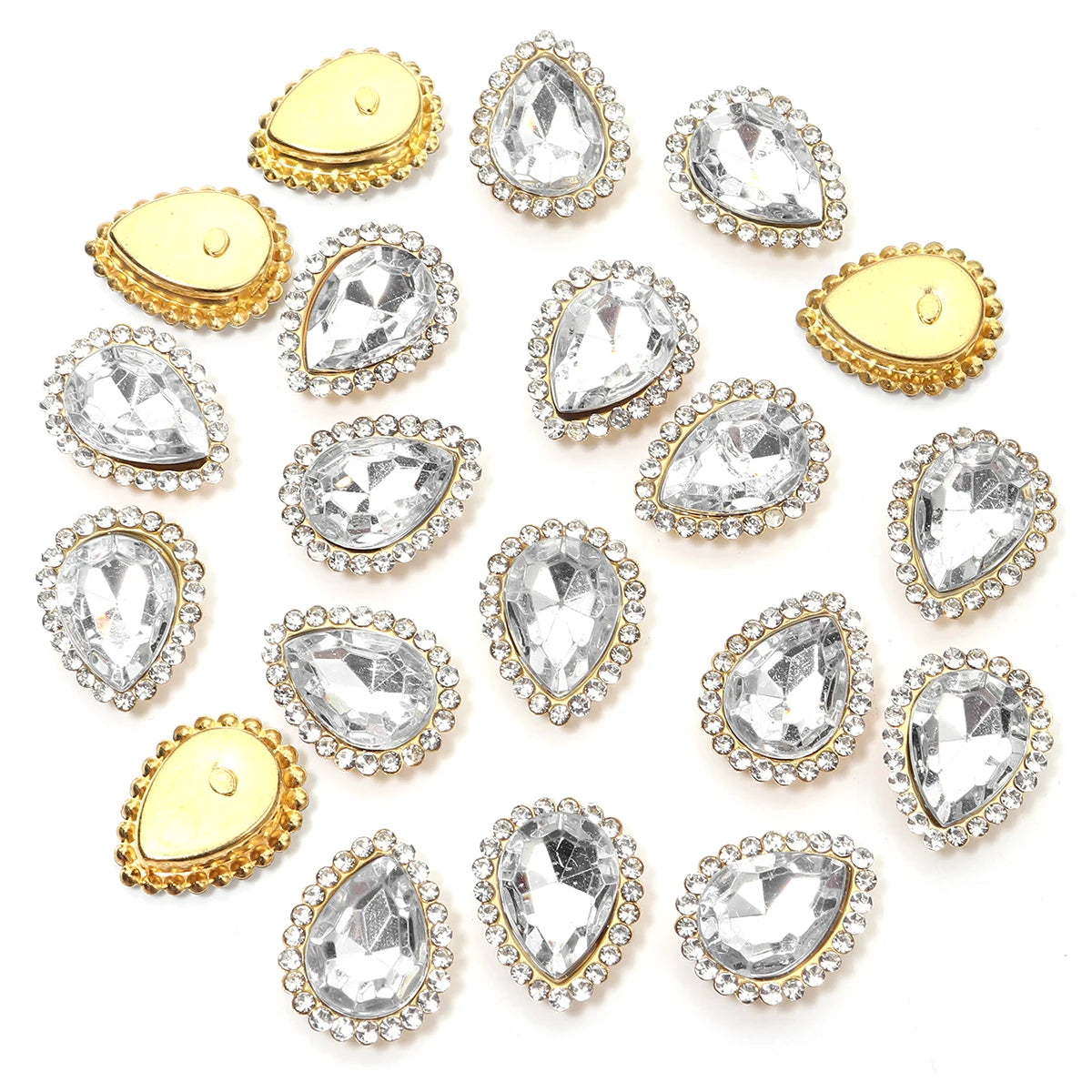 14x18mm, Sunflower Sewing Claw Rhinestones, Crystals Glass Beads, Buttons Stones, Sew On Rhinestone for Clothes, Sewing Accessories