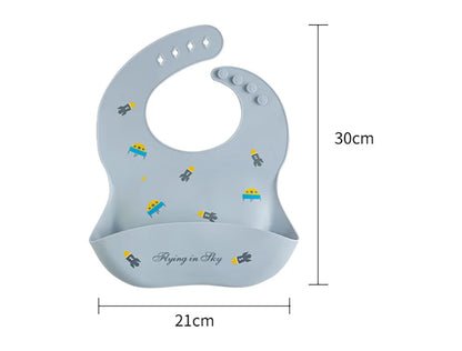Baberos impermeables para niños, alimentación de bebés, cosas para comer, silicona suave, estampado de dibujos animados de animales, baberos ajustables para probar y alimentar al bebé