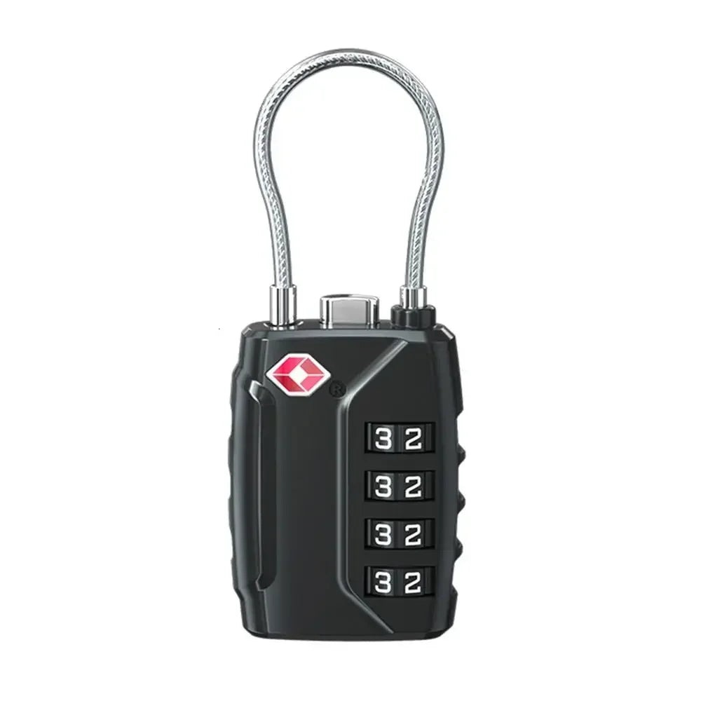 High Security TSA Customs Lock Overseas Customs Clearance Trolley Luggage Suitcase Backpack Password Padlock with Steel Cable