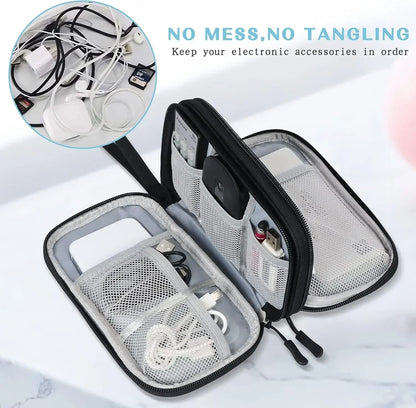 Travel Organizer Electronics Accessories Organizer Portable Waterproof Double Layers Storage Bag for Cable Hard Disk Power Bank