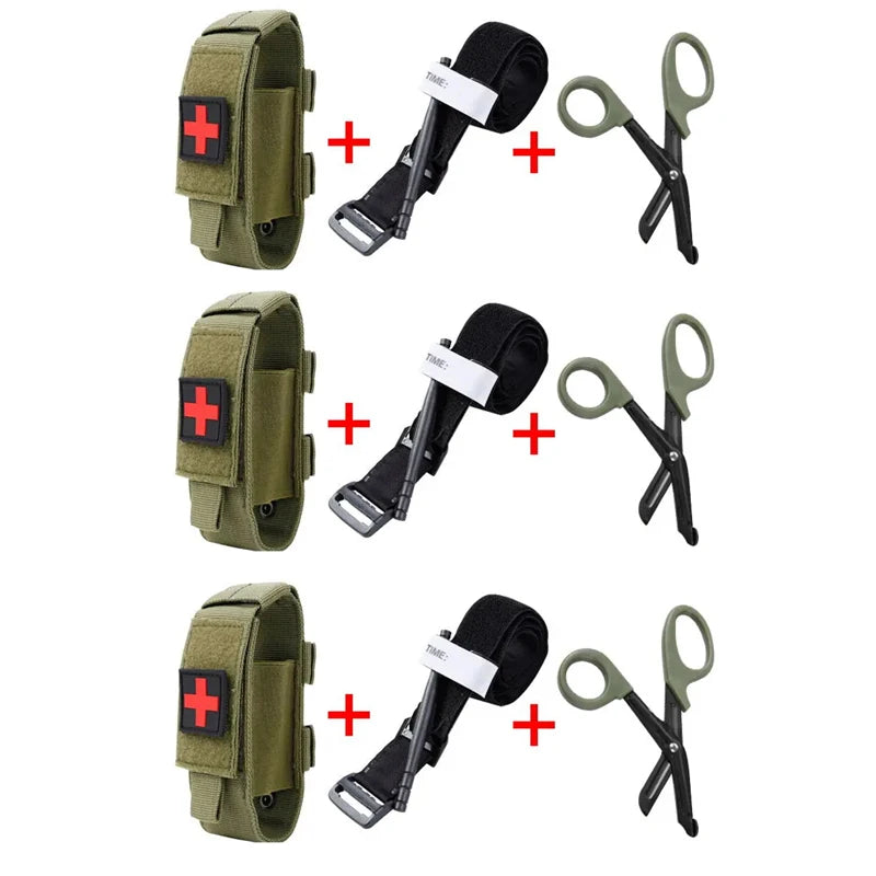 Emergency Tourniquet Tactical Emergency Strap Single Handed Medical First Aid Equipment for Hiking Camping Travel Outdoor Sports