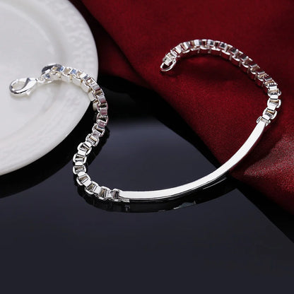Fashion charm 925 Sterling Silver Bracelet for man woman, Twisted rope chain fine jewelry, Wedding party Christmas gift