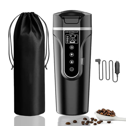 12V24V 500ML Electric Heating Car Water Cup Coffee Milk Dry Boil Protection Travel Kettle Stainless Steel Car Winter Accessories