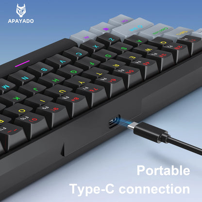 K61 Wired Portable Mechanical Keyboard, Phantom RGB Colorful, Gaming-grade Response, Ergonomic Design, Usable for Gaming and Office