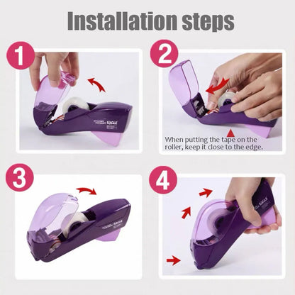 Dispensador automático de cinta de 1 unidad, diseño de una sola mano, viene con 1 rollo de cinta de 0,75 pulgadas para envolver cajas de regalo navideñas.