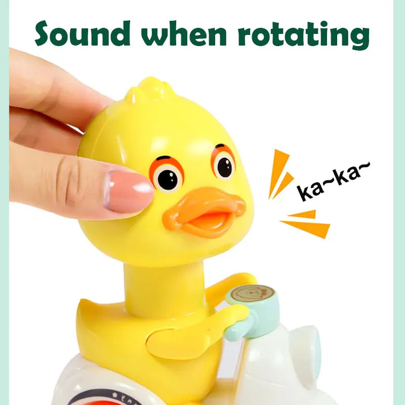 Manual Pressing Head Free Rotation Cute Duck Press Car Motorcycle Anti-collision And Anti Drop Baby Toys Mini Car For Kids