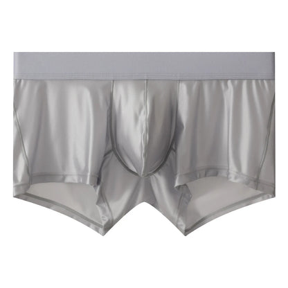 Men's Underwear Boxer Shorts, Solid Slim Nylon Panties, Cueca Middle Waist JJ Pouch Underpants, Male Boxers, Ropa, Plus Size M-XXL