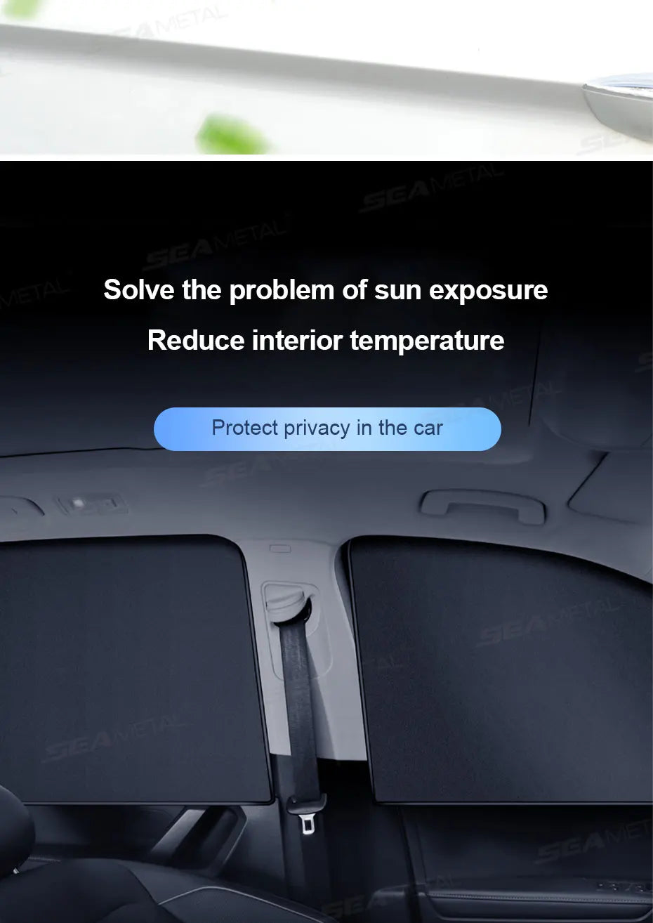 SEAMETAL Magnet Car Side Window Curtain Summer Cooling Car Sunshades UV Protector for Front/Back Window Car Styling Accessories