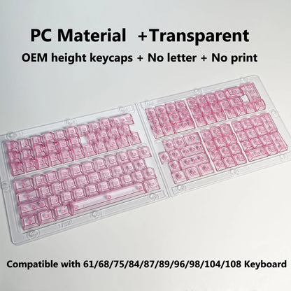 Full Sets Transparent Keycaps for Mechanical Keyboard Front/Side/None Print RGB Backlit Full/Misty Transparent Keycap 130+ Key