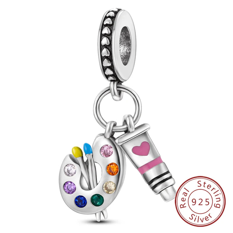 Dijes de plata de ley 925 originales, abalorios de cristal de vino, taza de café, dije colgante para pulseras de mujer, joyería DIY, regalo