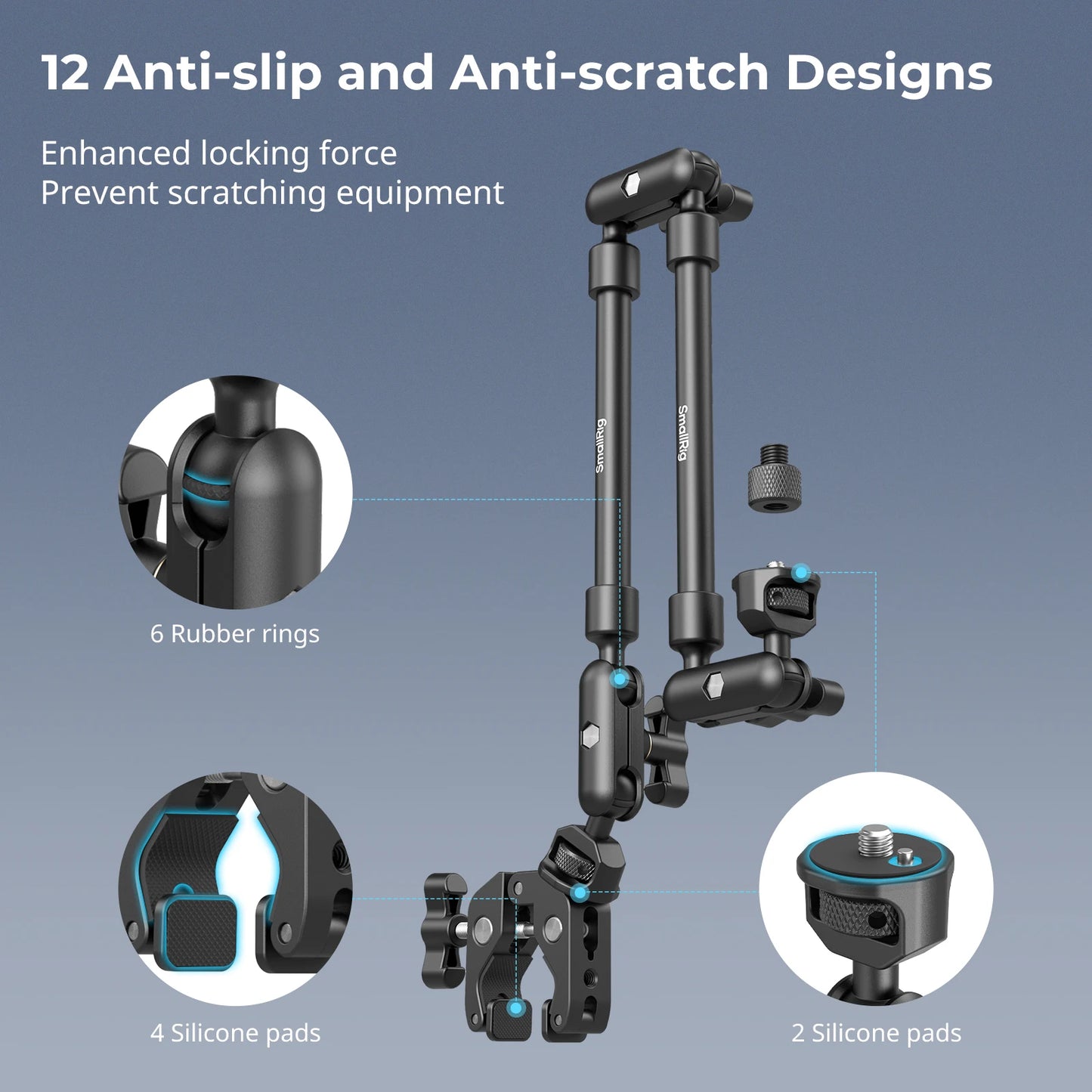 SmallRig Desktop Shooting Magic Arm with Crab Clamp Kit, Adjustable Magic Arm for Smartphones, Webcams and Action Cameras 4766
