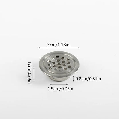 1Pc, Round Stainless Steel  Ventilation Cover, Louver Air Vent Grill Mesh Hole Cover For Wardrobe Cabinet, Furniture Accessories