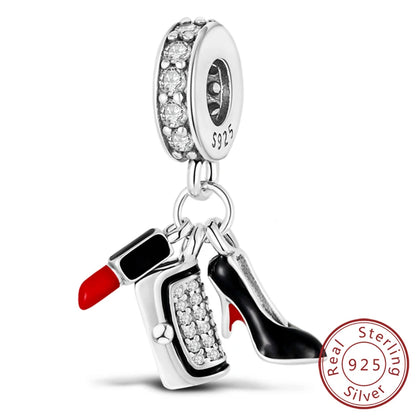Dijes de plata de ley 925 originales, abalorios de cristal de vino, taza de café, dije colgante para pulseras de mujer, joyería DIY, regalo