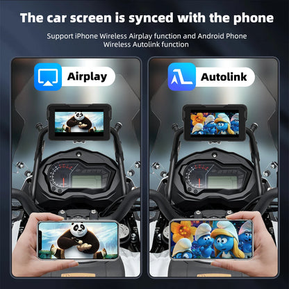 EKIY 5.0 inch Wireless CarPlay Moto Android Auto Portable Digital Motorcycle Dashboard GPS Motorcycle Navigation Display Screen