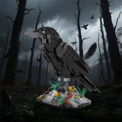MOC Raven Model Building Blocks Sets Clever Raven Black Bird 3D Home Ornament Brick STEM Toy Adult Valentine's Day Gift