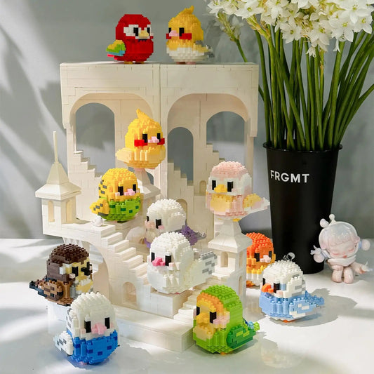 Cute bird puzzle small building block set, creative educational building toys suitable for boys and girls, toys suitable for dec