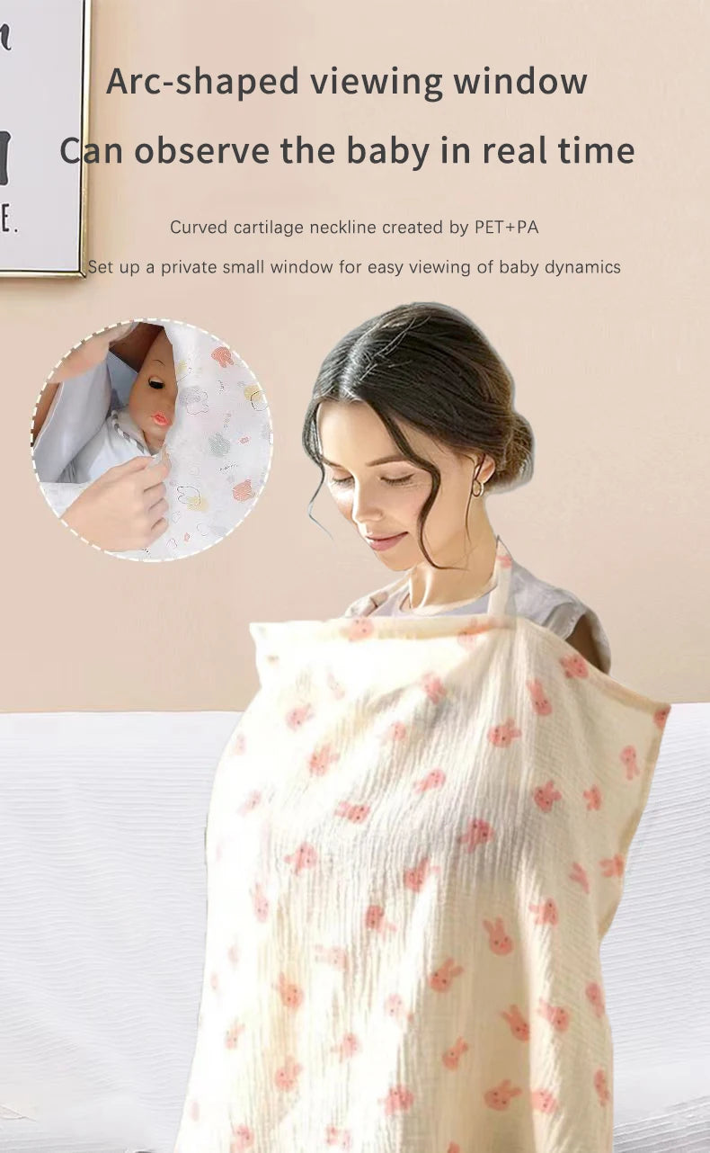 Muslin Nursing Cover for Baby Breastfeeding Breastfeeding Cover up with Arch Neckline for Women Nursing Apron Stroller Cover