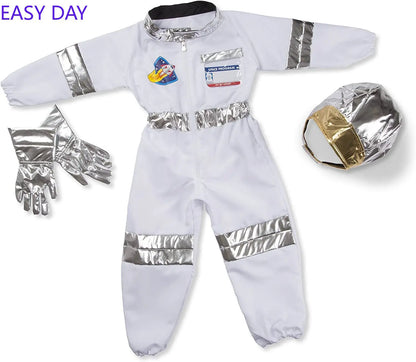 Disfraz de Halloween Astronauta para Niños y Niñas, Traje de Cosplay de Astronauta de Dibujos Animados, Mono de Fiesta Espacial, Traje de Spaceman Blanco, Bodysuit de Disfraz de Astronauta