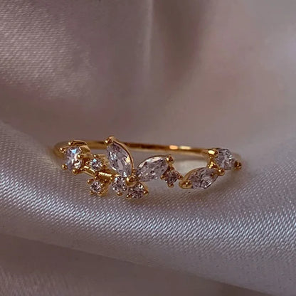 New Cute Colorful Zircon Flower Ring For Women Girl, Fashion Vintage Zircon Adjustable Rings, Jewelry Gift