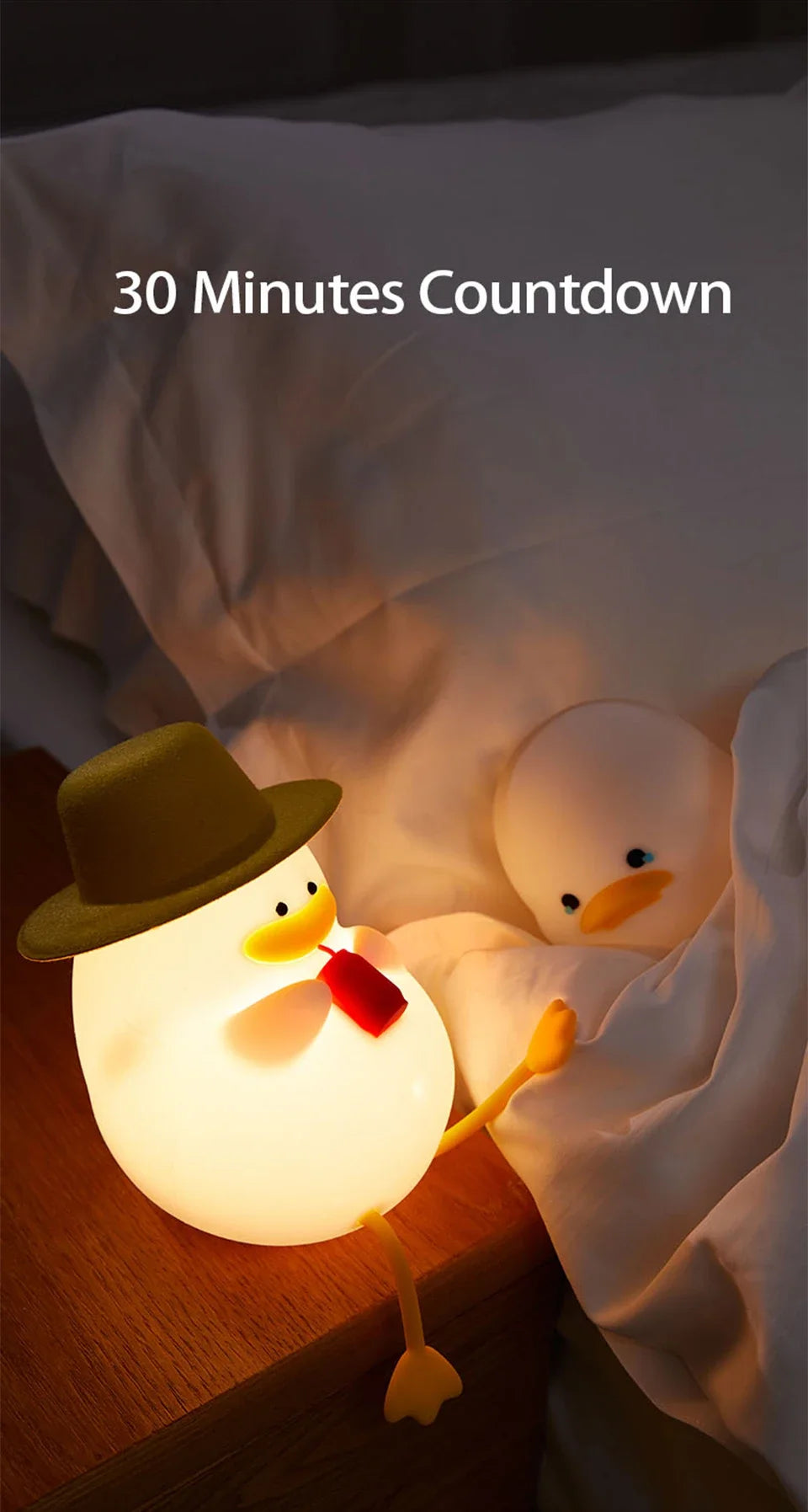 Rechargeable LED Night Light Cute Duck Silicone Patting Lamp Nursery Children Nightlights Home Bedside Room Decor Birthday Gift