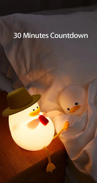 Rechargeable LED Night Light Cute Duck Silicone Patting Lamp Nursery Children Nightlights Home Bedside Room Decor Birthday Gift