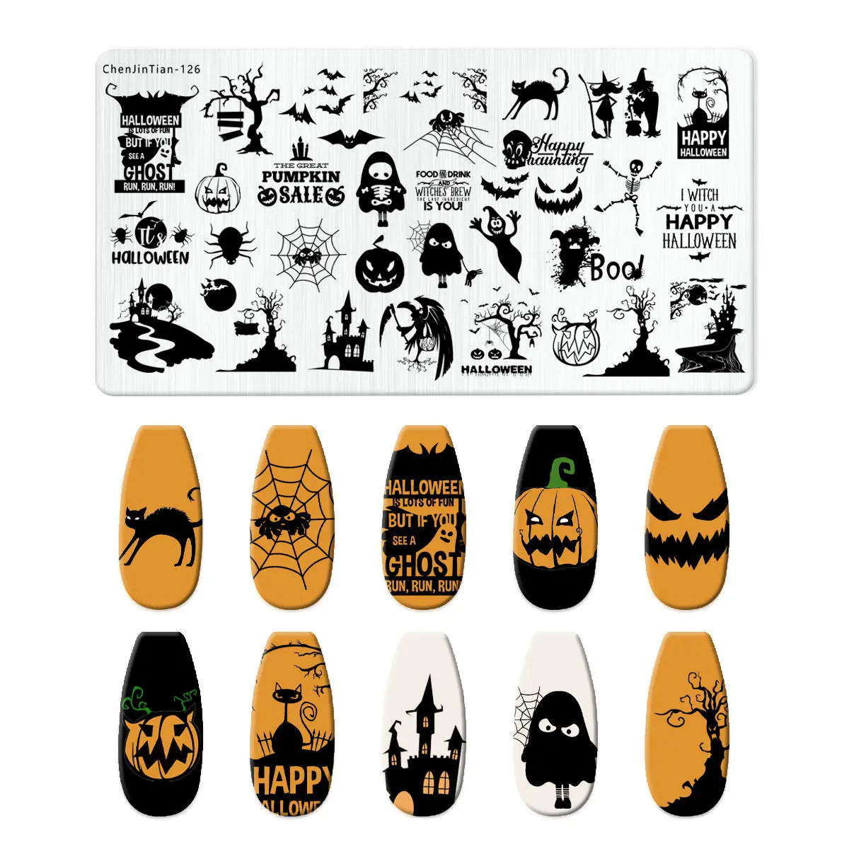 RJ Halloween Nail Stamping Plates, Beautiful zombie Festival Pattern Nail Art Image Plates, Stainless Steel Nail Art Plate Stencil
