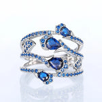 Huitan Gorgeous Blue Cubic Zirconia Wedding Rings for Women Newly Designed Fashionable Female Accessories Party Trendy Jewelry