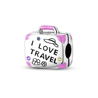 Pink Bead Bag Perfume Lipstick high heels Pendant fit Original Bracelet Accessories DIY Jewelry Women 925Silver Gift Trunk Charm