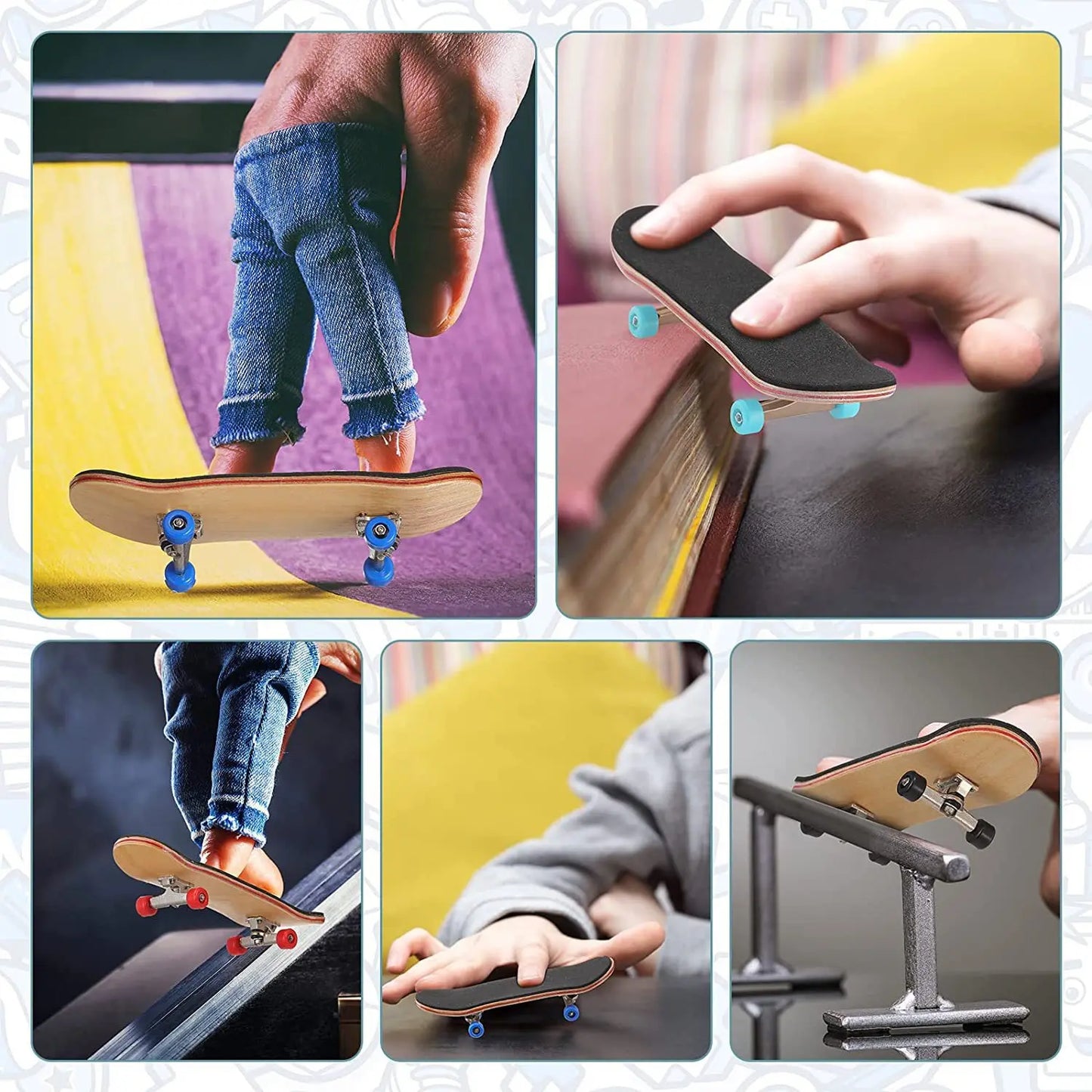 Puzzle Toy Finger Skateboard Maple Wood Fingerboard Hobbies Novelty Anti Stress Sensory Toys For Boy Mini Funny Cute Skate Gift