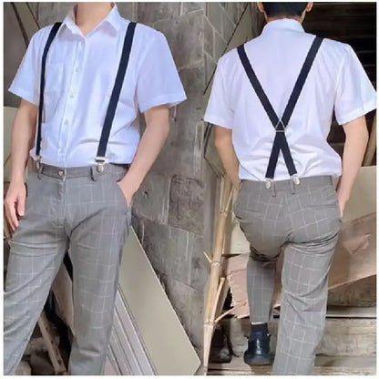 35/25/20mm Wide Men's Suspenders High Elastic Adjustable 4 Strong Clips Heavy Duty X-Back Trousers Braces