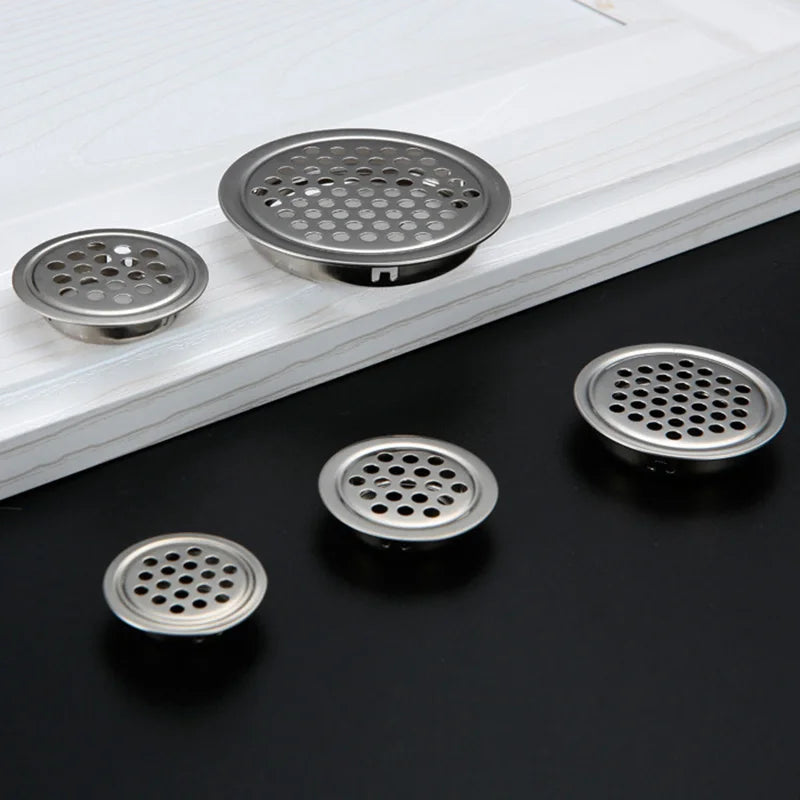 1Pc, Round Stainless Steel  Ventilation Cover, Louver Air Vent Grill Mesh Hole Cover For Wardrobe Cabinet, Furniture Accessories