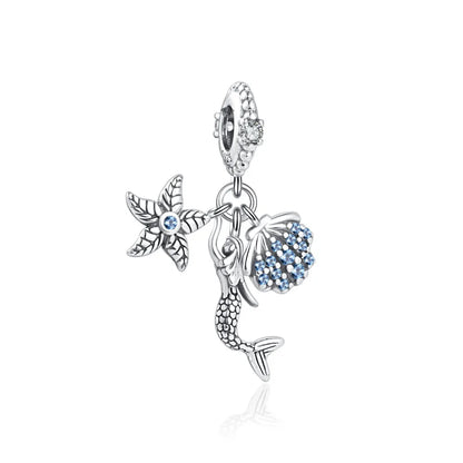 925 Plata Tortuga marina cangrejo Pulpo Dijes Delfín estrella de mar Colgante Ajuste Pulsera Original Mujer DIY Accesorios Joyería Regalo