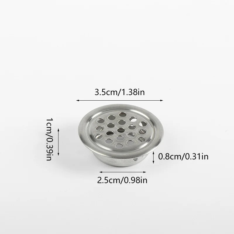 1Pc, Round Stainless Steel  Ventilation Cover, Louver Air Vent Grill Mesh Hole Cover For Wardrobe Cabinet, Furniture Accessories