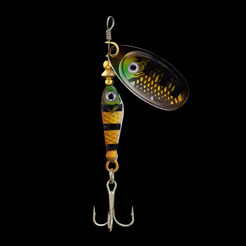 Rotating Metal Spinner Fishing Lures 9.1g 7cm Rotating Sequin Artificial Hard Baits Crap Bass Pike Treble Hook Fishing Tackle