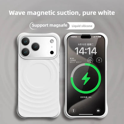 High Quality Solid Color Case For IPhone 17 16 15 14 13 Air Pro Max For Magsafe Liquid Silicone Wave Pattern Anti-Scratch Cover