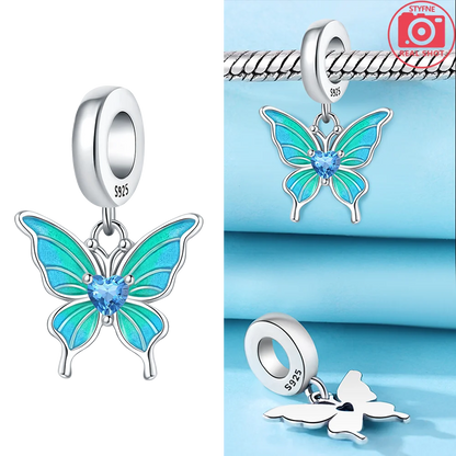 Charms 925 Silver Blue Original Stars Heart Zircon Chameleon Panda Glass Beads Fit Bracelet Jewelry Women Diy Accessories