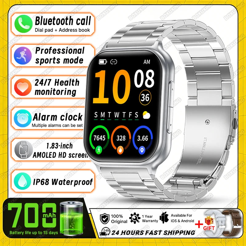 2026 New Bip 6 Pro Smart Watch Men Women Outdoor Sports Fitness Heart Rate GPS Track Bluetooth Call IP68 Waterproof Smartwatches